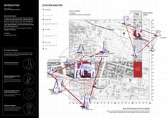 a diagram showing the location of various buildings