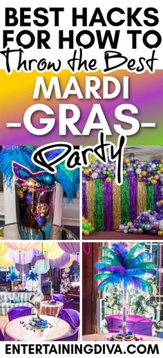 Mardi Gras Party Ideas | Parties Mascarade Dance Decorations, Mardi Gras Masquerade Ball, Mardi Gras Celebration, Mardi Gras Birthday Party Decorations, Mardi Gras Party Decor, How To Throw A Mardi Gras Party, Mardi Gras Office Party Ideas, Mardi Gras Photo Backdrop, Mardi Gras Auction