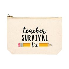 a pencil case that says teacher survival kit