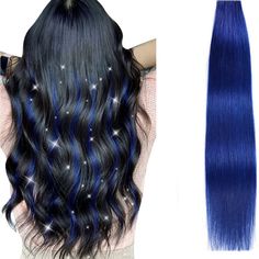 Tape In Hair Extensions Human Hair Blue Tape In Hair Extensions 16 Inch 10pcs/Pack Straight Tape In Extensions 20g Hair Taping, Hair Extensions 16 Inch, Blue Hair Extensions, Hair Tape, Tape In Extensions, Tape In Hair Extensions, Human Hair Extensions, Blue Hair, Wig Hairstyles