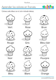 the french language worksheet with pictures of cupcakes