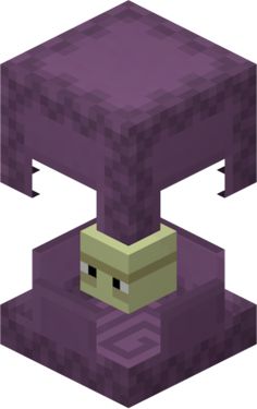 an image of a purple object in the shape of a cube with eyes and nose