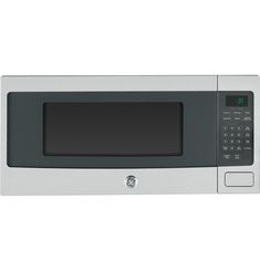 a microwave oven with the door open and electronic display on it's side panel