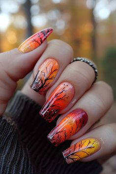 50 Creative Autumn Nail Designs to Inspire Your Next Look - Latest & Trendy Nail Designs Autumn Nail, Fall Nail Art Designs, Flower Nail Designs, Short Nails Art, White Nail Art, Seasonal Nails, Halloween Nail Designs, Fall Nail Art, Halloween Nail