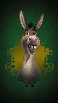 a donkey is smiling with his head in the shape of a rabbit's face