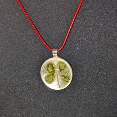 Hand-Picked, Handmade, Real 4 Leaf Clover Pendant Necklace. Other Styles Available. Bracelets, Bookmarks, Keychains, Pendants, Paperweights, Etc. Red Round Jewelry With Pressed Flowers, Red Pressed Flowers Round Jewelry, Stella And Dot Necklace, Travel Necklace, Fox Pendant, Clover Pendant, Jewelry Real, 4 Leaf Clover, Agate Pendant Necklace