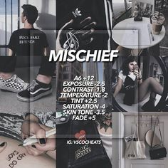 a collage of photos with the words mischef on them and images of people