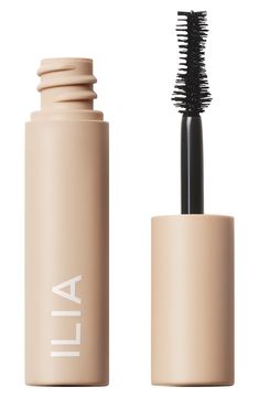 What it is: A clean volumizing mascara that wraps each lash in weightless, buildable volume without flaking, smudging or irritating sensitive eyes. What it does: Its violin-shaped brush thickens and defines lashes from root to tip with fluffy, flexible fullness. Active levels of hair care ingredients help promote stronger, healthier-looking lashes with every coat. It's smudge-free and flake-free, too. How to use: Nestle the brush into the base of your lashes and glide upward, wiggling from side Ilia Mascara, Ilia Beauty, Mascara Review, Tubing Mascara, Volumizing Mascara, Mascara Brush, Best Mascara, Finishing Powder, Sensitive Eyes