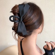 Lasaky - Elegant Large Bow Hair Clip with Back Head Bump Plate Updo Clamp Shark Clip Headpiece Black Hair Clips, Thick Curly Hair, Peinados Recogidos, Hair Accessories Clips, Claw Hair Clips, Ribbon Hair Bows, Ribbon Hair, Krabi, Bow Hair