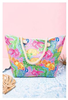 "Bahama Babe  Rope Handle Beach Bag Perfect summer bag for the beach, traveling, or for every day! 100% Polyester Zip Closure Fully Lined with Open Pocket Rope Handles with 10\" Drop 13.5\" Tall x 14\" Wide (Bottom) x 20\" Wide (Top) x 6.5\" Deep ORDERING INFORMATION Please put the following information in the \"Notes to Seller\" at checkout: 1. Name for Personalization  2. Please let me know what color of thread you would like. 3. Please select what font or monogram style you would like.  4. If selecting Monogram please give me your full name First Middle Last. I will put name in the correct monogram order. Please don't hesitate to request a preview of the font before ordering to make sure you like it. I'M A EMBROIDER THAT PURCHASES ITEMS TO ADD PERSONALIZATION TO! ALL ITEMS IN MY SHOP AR Large Capacity Canvas Bag For Vacation, Large Rectangular Beach Bag For Beach Season, Rectangular Large Capacity Beach Bag For Beach Season, Large Capacity Canvas Beach Bag, Summer Canvas Bag With Braided Handles For Vacation, Summer Canvas Beach Bag For Vacation, Casual Green Canvas Beach Bag, Large Capacity Multicolor Beach Bag For Beach Season, Large Capacity Beach Tote Canvas Bag