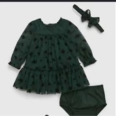 Gap Baby Floral Tulle Dress Set - Color: Green 6-12mos Never Worn Airy Outfits, Floral Tulle Dress, Girls Fall Dresses, Toddler Girl Fall, Girls Winter Dresses, Christmas Pics, Winter Dress Outfits, Soft Tulle, Winter Clothing