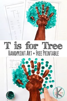 handprint art and free printable tree for kids