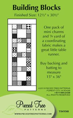 Building Blocks Quilted Runners, Quilted Table Runners Christmas, Charm Square Quilt, Table Topper Patterns, Charm Pack Quilt, Charm Pack Quilts, Runner Pattern, Charm Squares, Bed Runners