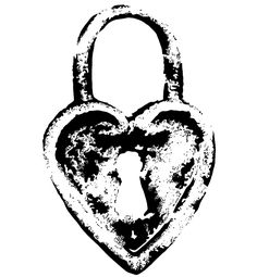 a black and white image of a heart shaped lock