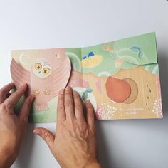 two hands holding an open children's book