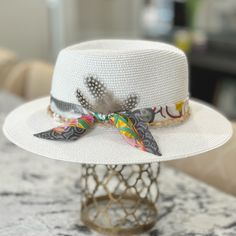 Straw Panama Wide Brim White Beach Hat 2 Removable Hat Bands: 1 Removable Multicolored Silk Skinny Scarf 1 Removable Shell Necklace 3 Removable Feathers Adjustable Hat Band. Fits Most Head Sizes. Upf Sun Protection Hat Brand Is Furtalk Hat Band Is Frosting Jewelry Shipped New In Box Anthropologie | Free People | Veronica Beard Sundance Catalog | Teressa Foglia | Gigipip White Beach Hat, Hat Bands, Band Fits, Sun Protection Hat, Sundance Catalog, White Beach, Handcrafted Accessories, Shell Necklace, Beach Hat