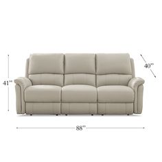 the standard reclining sofa is shown with measurements for each seat and headrests