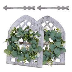 PRICES MAY VARY. This attractive wall art accent piece is perfect to be displayed in a kitchen, living room, bedroom,table or above a fireplace mantel. It's nice to lean against a shelf or the wall. 2【SPECIFICATION】Rustic window frames: approx11.8*15.7inch;Artificial leaves wreaths diameter: approx 14 inch;Arrows:approx 11.8inch(Please allow a little error on the size due to manual measurement) 3【MATERIAL AND COLOR】Material:Rustic window frames and arrows→solid wood；artificial leaves wreaths:→pl Window Frame With Wreath, Arrows Wall Decor, Window Frame Wall Decor, Rustic Window Frame, Window Frame Decor, Wood Window Frame, Fake Window, Farmhouse Window, Decoration Window