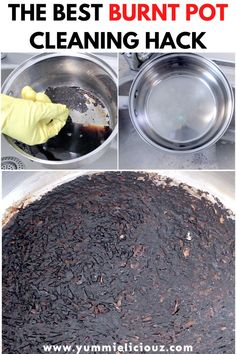 the best burnt pot cleaning hack is in this photo and it's easy to use