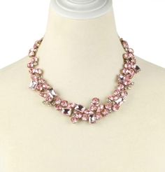 Astonish all those around you when you're boasting this beautiful collar necklace! Pink glass crystals glisten with a brilliant radiance that cannot be compared to. Pair this pink necklace with your favorite gold jewelry set to complete the look! Product Details: * Purple tone alloy * Glass crystals * * Approx. 10" + 2" ext. length * Clasp: lobster Luxury Pink Necklace With Faceted Beads, Luxury Pink Rondelle Necklaces, Luxury Pink Rondelle Necklace, Gold Jewelry Set, Purple Tone, Gold Jewelry Sets, Spring Jewelry, Pink Necklace, Pink Glass