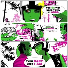 a comic strip with an image of two people talking to each other