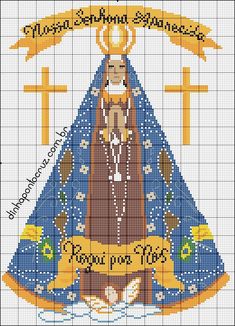 a cross stitch pattern with the image of mary and jesus