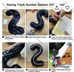 the instructions to make a racing number balloon