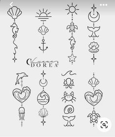 an image of different tattoo designs on a white background, with the word gorra written in