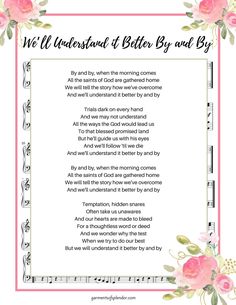 a poem with pink flowers and music notes in the center, which reads we will understand bitter