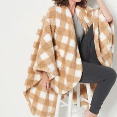 Berkshire Blanket And Home Cozy Cape Wrap Beige New 58”X64” Berkshire Blanket, Cape Wrap, Home Cozy, Cape, Jackets For Women, Jackets & Coats, Women Shopping, White, Color