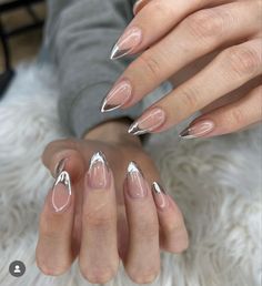 Chrome Manicure, White Chrome Nails, Blue Chrome Nails, Chrome Nails Designs, Blue Chrome, Almond Acrylic Nails, Nails Only, Holographic Nails, Silver Nails