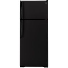 a black refrigerator freezer sitting on top of a white wall