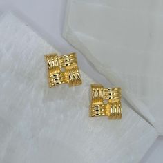 18K Brazilian gold filled earrings Gold Rectangular Earrings For Gift, Square Yellow Gold-plated Jewelry, Square Yellow Gold Plated Jewelry, Tarnish Resistant Rectangular Gold Plated Earrings, Gold Rectangular Jewelry With Matching Earrings, Gold Square Earrings With Tarnish Resistance, Gold Square Tarnish Resistant Earrings, Yellow Gold Plated Rectangular Earrings, Rectangular Yellow Gold-plated Earrings