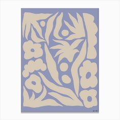 a blue and white paper cutout with flowers on it's side, in the shape of a flower