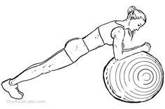 a woman is doing exercises on an exercise ball with her legs spread out to the side