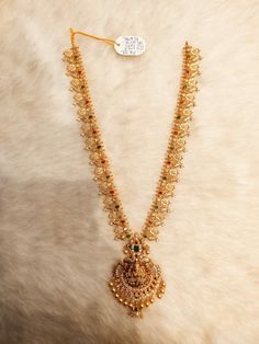 Gold Long Necklace With Grams, 40 Grams Gold Haram Designs, Neck Pieces Jewelry, Antique Necklaces Design