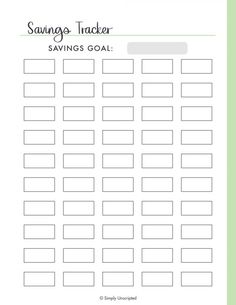 a savings tracker with the words savings tracker on it and an image of a green background