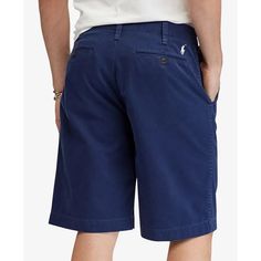 Made from breathable cotton twill with a relaxed fit, these 10-inch-inseam shorts are designed for all-day comfort..Approx. 10' inseam.Relaxed fit.Zip fly with a buttoned closure; Belt loops.Two front angled pockets; right hip coin pocket and two back buttoned welt pockets.Signature embroidered pony above the back right pocket.All cotton.Machine washable.Imported Navy Cotton Shorts With Short Leg, Blue Knee-length Cotton Shorts, Navy Cotton Bermuda Bottoms, Classic Knee-length Cotton Bermuda Shorts, Cotton Bermuda Shorts With Short Inseam, Navy Casual Knee-length Bottoms, Classic Knee-length Cotton Bottoms, Blue Cotton Knee-length Bermuda Shorts, Blue Knee-length Cotton Bermuda Shorts