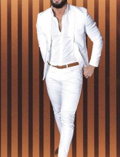 All White Wedding Attire For Guest, Men’s Suits For Wedding White, All White Homecoming Outfit Men, White Vacation Outfit Men, White Suits For Men Classy, Mens White Wedding Attire, White Suit Men Outfit, Mens All White Suit, White On White Outfit Men