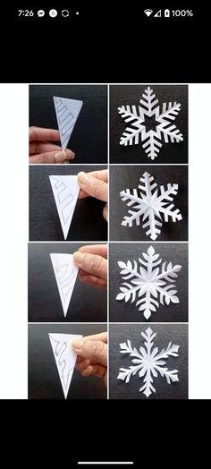 Snöflingor I Papper, Winter Kita, Winter Diy Crafts, Snowflake Patterns, Snowflake Template, Paper Snowflake, Paper Christmas Decorations, Snow Flakes Diy, Instruções Origami