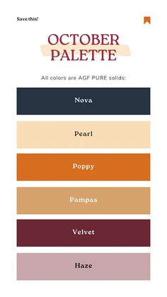 the color scheme for october palettes