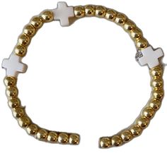 Bread Bracelet, Black Cross Bracelet, Gold Cross-shaped Beaded Bracelets For Gifts, Adjustable White Cross-shaped Rosary Bracelet, Gold Bead Bracelet, Cross-shaped Rosary Bracelet With 8mm Beads, Enamel Cross, Silver Cross-shaped Rosary Bracelet With 8mm Beads, Stackable Jewelry