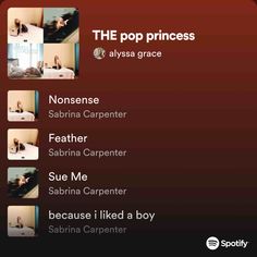 the top princesss are featured in this screen shot from spotify's website