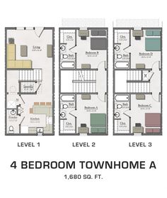 four bedroom townhome a floor plan