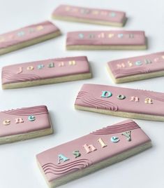 there are some cookies that have been made to look like name tags