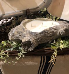 River Chic Candles - Log Candle - Small - River Chic Designs Cedar Log Candle Holder, Tall Log Candles, Log Candle Holder With Succulents, Wood Log Crafts Candle Holders, River Rock Candles, Log Wood Candles, Fireplace Wood Candles, Dough Bowls For Candle Making, Driftwood Crafts Candle Holders