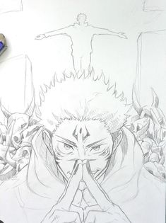 a pencil drawing of an anime character