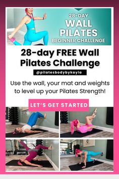 Wall Pilates Challenge Beginner Wall Pilates, Free Wall Pilates, Pilates Plan, Daily Pilates, At Home Pilates Workout, Wall Pilates Challenge, Wall Pilates Workout