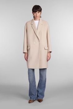 53% virgin wool, 28% wool, 17% cashmere, 2% silk Beige Wool V-neck Outerwear, Beige Double-breasted Cotton Outerwear, Tailored Beige Single-breasted Wool Coat, Isabel Marant Gabriel Coat, Beige Gabardine Double-breasted Outerwear, Isabel Marant Sneakers, Parisian Look, Red Valentino Shoes, New Bottega