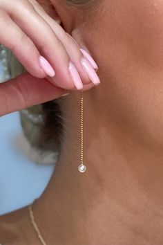 14K Gold Dipped | Sensitive Skin Friendly | Shiny finish Approx. 2" in length. Gold Dipped, Silver Pearls, Gold Pearl, Earring Backs, Earring Necklace, Shop Earrings, Charm Necklace, Sensitive Skin, Charm Bracelet